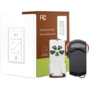 Ceiling Fan Remote Control Kit, Universal Ceiling Fan Remote Control Kit and Dimmer Light Switch Combo, Ceiling Fan Wall Switch UC9050T, Compatible with Hunter Hampton Bay