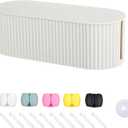 White Cable Box Organizer, Plastic Cord Hider Box with Lid for Desk and Floor, Power Strips Cover for Home, Office, Computer, TV, School, Kitchen, Surge Protector Cover (Small)
