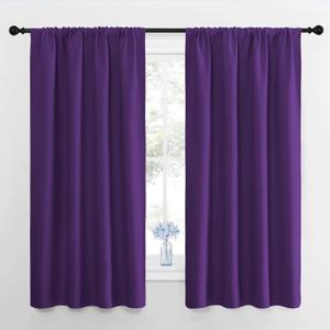 NICETOWN Blackout Curtains for Living Room - Triple Weave Home Decoration Thermal Insulated Solid Rod Pocket Blackout Drapes for Bedroom(Set of 2, 42 x 63 Inch, Royal Purple)