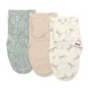SwaddleMe by Ingenuity Monogram Collection Baby Swaddle, 100% Cotton, Improves Sleep & Calms Startle Reflex, 0-3 Months, Pocket Fold Design for Easy Changes, 1.0 TOG, 3-Pack - Born Free