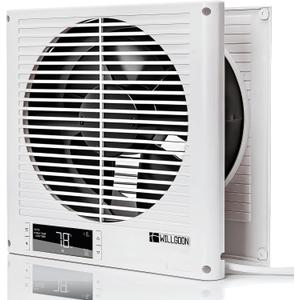 Room to Room Fan - 2-Way Through Wall Airflow Vent with Digital Temp Control & Timer, 10-Speed Ultra-Quiet EC Motor In-Wall Ventilator for Kitchen, Laundry, Workshop