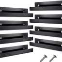 Blulu 8 Packs 14 Inch Acrylic Floating Shelf Wall Mounted Invisible Acrylic Shelf Ledge Floating Bookshelf for Living Room Office Bedroom Bathroom Kitchen Decoration Space Save (Black)