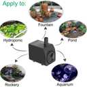 Knifel Submersible Pump 300GPH Ultra Quiet with Over Heating Protection 6ft High Lift for Fountains, Hydroponics, Ponds, Aquariums & More