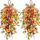nuvagiki Fall Decor Fall Sunflower Swag Decorations for Home Indoor, 2Pcs Artificial Fall Flower Decor for Front Door, Autumn Floral Hanging Wreath for Thanksgiving Window Wall Decor