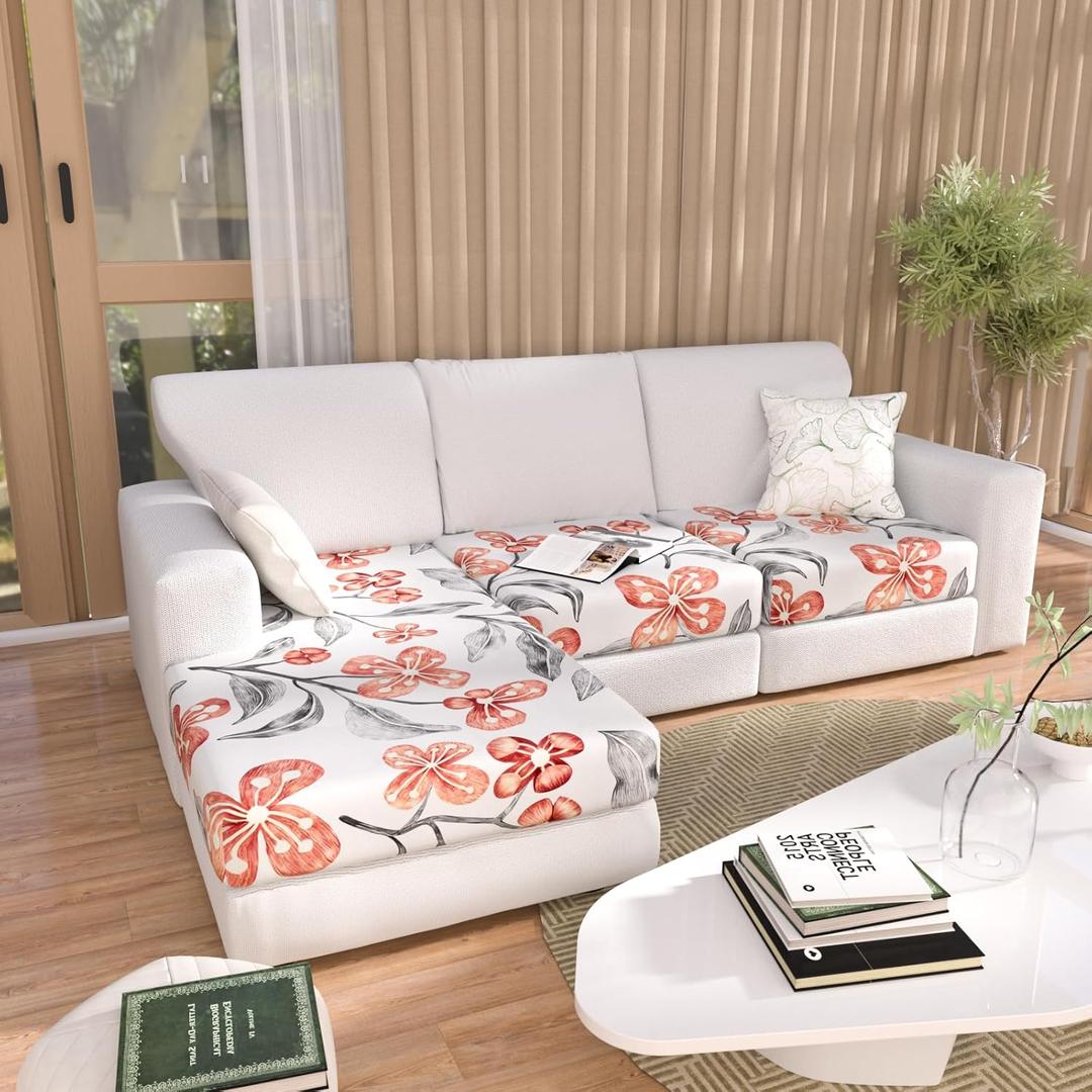 Couch Covers for Sectional L Shaped Sofa Cover with 2 Seat Cushion Cover-Print L-Shape Sofa Slipcovers,Washable 2 Seat l Shaped Couch Cover,Elastic Furniture Protector for Pets,Kid,Living Room