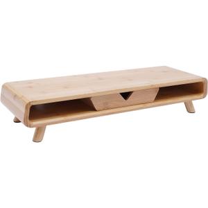 Monitor Stand Riser, 24inch Large Desk Computer Monitor Stand with 2 Wire Holes & Back Baffle, V-shaped Drawer, Desk Shelf Adds Storage for PC Monitor, Laptop, Printer