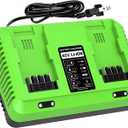 Powilling 40V Dual-Port Replacement for Greenworks Battery Charger,Fits 29482 29252 20202 22262 29472 29462 40V G-MAX Battery
