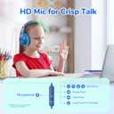 EarFun K3 Kids Headphones, Over Ear Headphones with Microphones, 85/94dB Safe Volume Limit, HD Stereo Sound, 3.5mm Jack, Foldable Wired Headphones for School/Travel/Boys/Girls/Tablet/iPad, Blue
