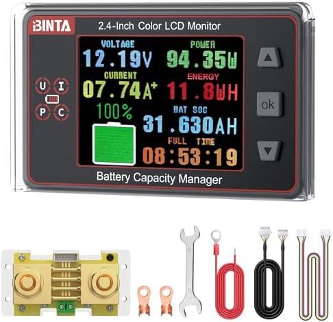 Amazon.com: BINTA 500A Battery Monitor Shunt 8-100V 2.4 Inch Color Screen for Lifepo4 Lithium Sealed Gel Flooded Batteries, Backlight Waterproof Battery Monitor with Sliding Cover for Car RV Golf Cart Solar Panel : Automotive