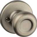 Kwikset Tylo Dummy Door Knob, Single Sided Handle for Closets, French Double Doors, and Pantry, Antique Brass Non-Turning Interior Push/Pull Door Knob, with Microban Protection (Pack of 1)