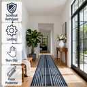 Beeiva Striped Blue Runners for Hallways, 2.5x8 Washable Bathroom Runner with Rubber Backed, Non Slip Soft Low Pile Indoor Floor Carpet for Kitchen Bedroom Porch High Traffic Areas
