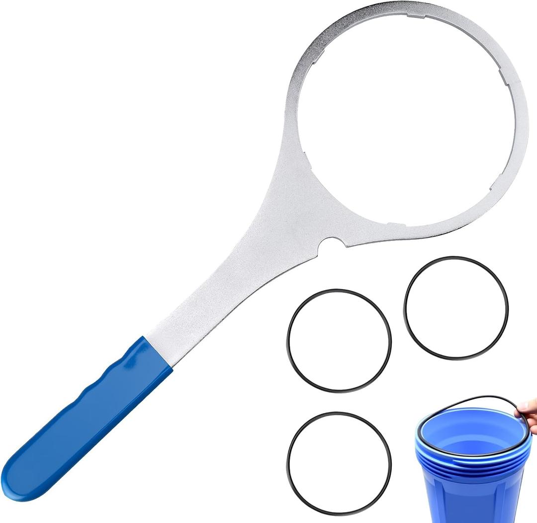 SW-4-SS-8 Metal Water Filter Wrench (6" ID) & 3-Pack 151122 O-Rings Kit