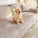 Non-Slip Couch Cover Washable for Pets, Sofa Cover for Sectional | 1PC 36"x94" Pet-friendly chenille furniture protector with scratch-resistant fabric, easy to clean sofa slipcover, Coffe