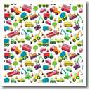 3dRose ht_222346_2 Cute Scattered Fire Trucks Construction Trucks Cars Pattern Iron on Heat Transfer for White Material, 6" x 6"