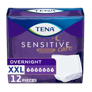 TENA Sensitive Care Overnight Incontinence Underwear for Women, Adult diapers, XXLarge (Waist Sizes 47in–66in), Better Fit, 12 Count