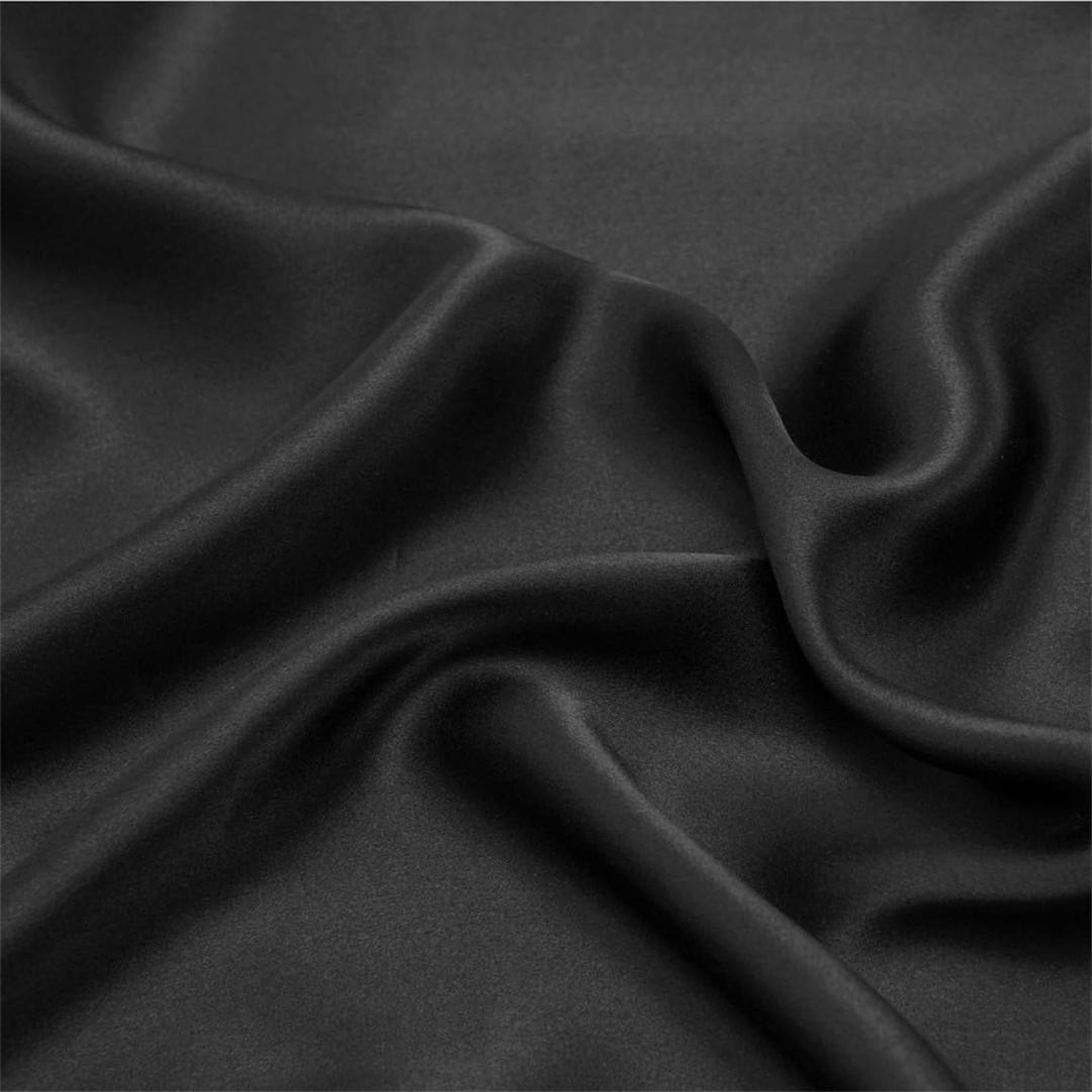 Black 22 Momme 44''Width 100 Pure Silk Fabric 6A Grade Natural Mulberry Charmeuse Fabric for Sewing Clothes DIY Crafts(1 Yard)