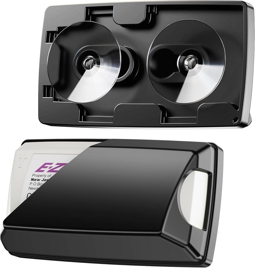 EZ Pass Holder for Windshield with Suction Cups, Toll Pass Transponder Holder for EZPass Mini/iPass (Black) (1-Count (Black))