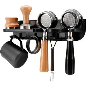 Espresso Tamper Holder Station Laelr Wall Mounted Coffee Station Organizer Coffee Distributor & Tamper 54mm/2.1'' Portafilter Storage Wall Shelf Espresso Accessories Organizer Rack for Bar Home Office