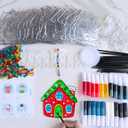 Winlyn 24 Sets Christmas Gingerbread House Suncatchers Ornaments Decorations DIY Window Paint Art Suncatchers Winter Crafts Painting Kits for Kids Classroom Activities Art Project Party Favors