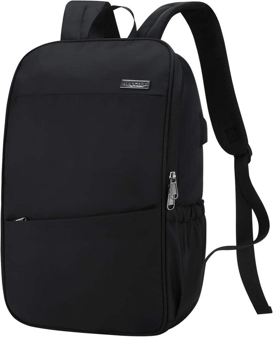 MAXTOP Deep Storage Laptop Backpack with USB Charging Port[Water Resistant] College Computer Bookbag Fits 16 Inch Laptop (Pitch Black)