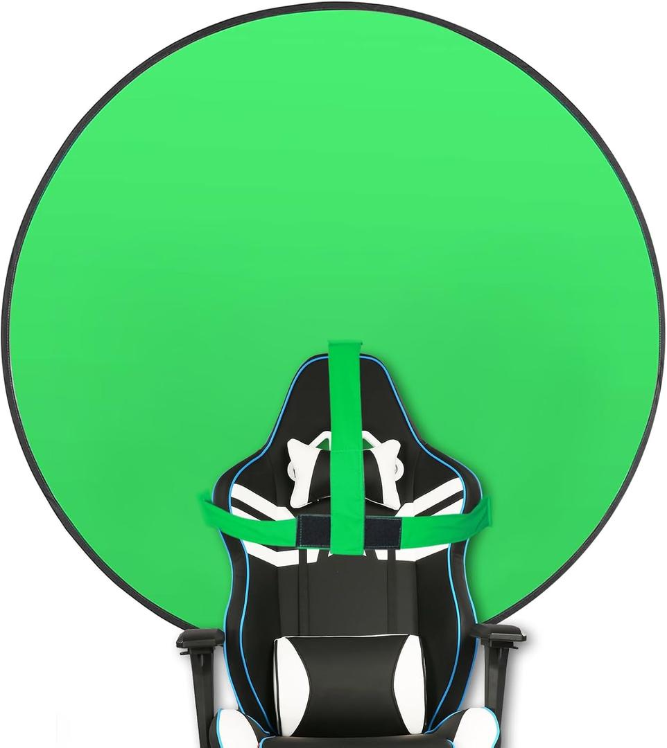 Portable Green Screen Chair, 57 in Collapsible Greenscreen Backdrop with Stand Double Sided Green Background, Chroma Key Backdrop for Zoom/Streaming, Gaming & Meetings