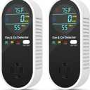 4-in-1 Natural Gas Leak Detector & Carbon Monoxide Detectors with Natural, Propane, Co & Gas Leak Detector - Carbon Monoxide Detectors Plug in -Temperature & Humidity Detectors for Home, RV (2 Packs)