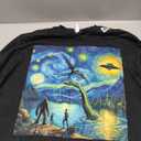bigfoot starry night loch Ness alien UFO dragon cute lake Long Sleeve T-Shirt (Small, Black)