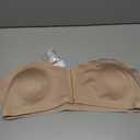OYOANGLE Women's Plus Size Front Closure Push Up Strapless Bandeau Bra Wireless Tube Bralettes with Clear Strap (Beige)