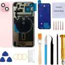 Rear Back Glass Replacement for iPhone 15 Plus 6.7-inches with Reparing Tool Kit and All Necessary Parts (Pink)
