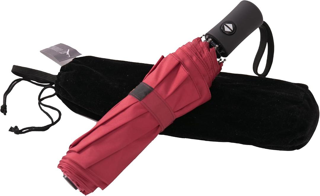 SY COMPACT Travel Umbrella Windproof Automatic Umbrellas Small Compact UV Sun Protection Factory Outlet Umbrella, Red
