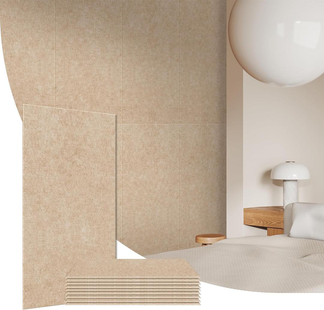 Olanglab Acoustic Wall Panels 10 Pack, 48 x 24 per Acoustic Panels Sound Absorbing, Sound Panels for Home Studio and Office, Plain Dark Camel