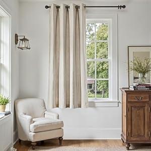 Jinchan Linen Textured Curtain 63 Inch Length for Living Room Light Filtering Thermal Insulated Grommet Top Window Drape for Bedroom 52" W x 63" L Greyish, Beige, 1 Panel