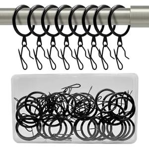 100 Pack Metal Drapery Curtain Rings Curtain Hanging Rings with Metal Curtain Drapery Pin Hooks for Window Door Shower Curtain, (Black)