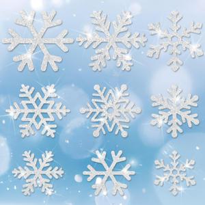 Fuutreo 108 Pcs Snowflake Cutouts Winter Glitter Paper Decorations Bulletin Board Decor 3 Size Christmas Cutouts for Winter Christmas Holiday Party Wonderland Decor(Silver)