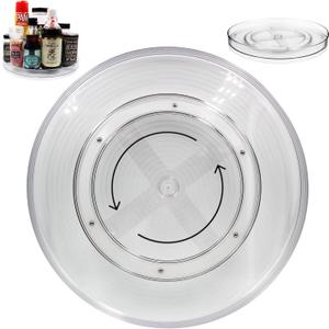 2 x Lazy Susan Turnable Organizer for Cabinet  11.5 Inches Clear  Heavy Duty Plastic  Multifunctional and Practical Design  Ideal for Kitchen, Under Sink, Bathroom (1 Pack)