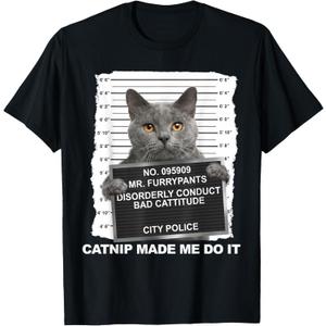 Catnip Made Me Do It Funny Cat Tee T-Shirt Small