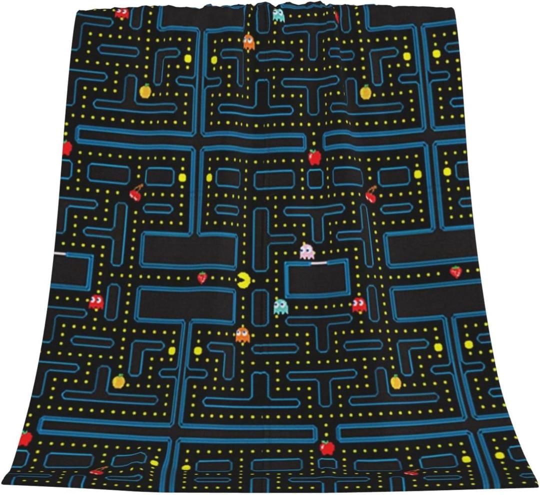 Retro Video Game Pattern Fleece Throw Blanket for Couch Chair Bed Women Men - Lightweight Plush Fuzzy Cozy Soft Blankets and Throws for Sofa Travel Camping, 50x40 inches
