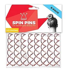 HAWWWY Gold Spiral Hair Pins - 8 Pack of 2.5 Inch Bobby Pins for Buns, Updos, and Messy Styles - Hair Accessories for Women and Kids - Twist Design for Thick or Fine Hair
