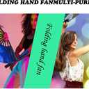 Large Folding Hand Fan, Folding Hand Fan for Women, Hand Fans,Chinese Kung Fu Tai Chi Hand Fan for Party, Dance, Decorations, Festival, Gift,Wall Decoration. (Black, 2 Pack)