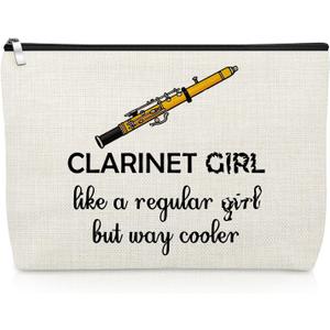 Clarinet Gifts for Women Clarinetist Makeup Bag Clarinet Lover Gift for Player Teacher Friend Coworker Musical Presents Cosmetic Bag Christmas Birthday Present for Music Lover Travel Cosmetic Pouch