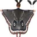 Xtinmee Kid Moth Butterfly Wing Cape Costume Moth Shawl Wing Headband Feather Girl Dress up for Halloween Party (Grey)
