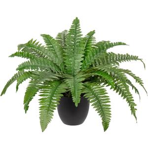 Hollyone 17.7" Fake Fern Potted Plant Small Artificial Boston Ferns in Pot 25 Leaves for Outdoors & Indoor Faux Fern Bush Plant for Patio Garden Farmhouse Windowsill Office Living Room Home Decor