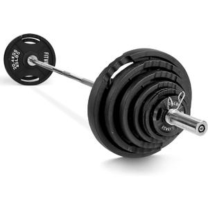 Fitvids 2 Inch Olympic Barbell Weight Plates Set, 255 LB (2.5-45 LB) Barbell Weight Set for Home Gym Strength Training, Double-grip Design