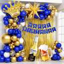 Royal Blue Gold Birthday Party Decorations with Happy Birthday Banner Foil Balloons for 16th 18th 21st 24th 32th 40th 50th 60th Birthday Decorations for Men