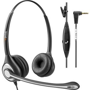Wantek Phone Headset with Microphone Noise Cancelling,Telephone Headset 2.5mm Jack Compatible with Panasonic AT&T Uniden Cisco Linksys Grandstream Vtech Polycom Cordless Office Phones