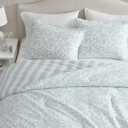 Martha Stewart - Twin Comforter Set with Sham, Cotton, Reversible, Size: Twin, Standard Pillowcases- 26"W x 20"L