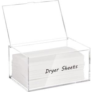 Simetufy Dryer Sheet Holder for Laundry Room, Acrylic Laundry Clear Dryer Sheets Dispenser Container Box with Lid for Organizing Fabric Dry Sheet, Laundry Pods
