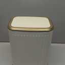 TIPGO Bathroom Trash Can with Lid, 2.1 Gallon / 8 Liter Small Garbage Can, Press Top Bin, Stainless Steel Wastebasket with Pop-Up Lid for Bedroom, Living Room, Office (Cream)