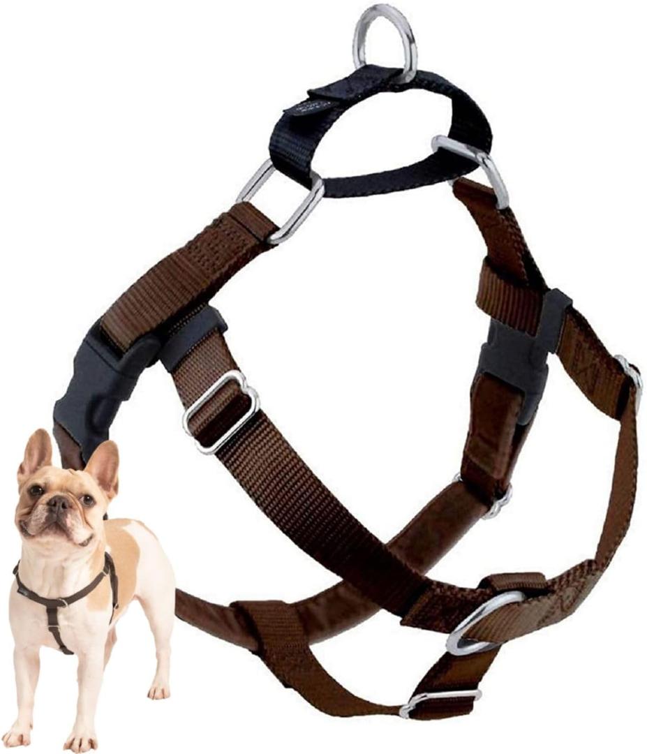 2 Hounds Design Freedom No Pull Dog Harness, Adjustable Harness, Easy Walking & Comfortable Control, Fits Small, Medium & Large Dogs, Solid Colors, Made in USA, 1" MD, Brown