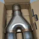 Vurkcy 2.5 inch Exhaust Y Pipe, 2.5" Single to 2.5" Dual Exhaust Adapter Connector, 10" Overall Length, Universal 2 1/2 Inch Y Tail Pipe, Weld-on, Silvery